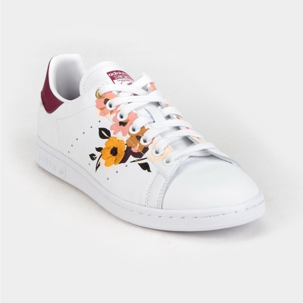 Adidas Women's Stan Smith Sneakers with Yellow and Pink Floral Accents